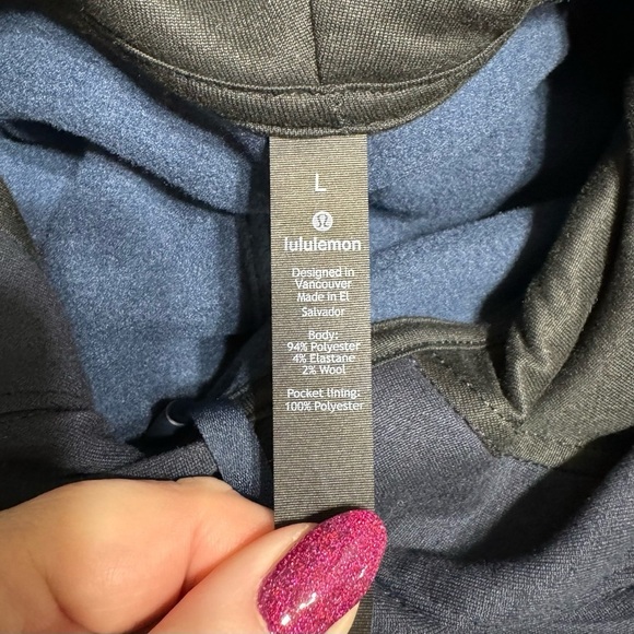 Lululemon City Sweat Pullover Hoodie Tech Fleece Athletic Sweatshirt Navy Large - Picture 13 of 13